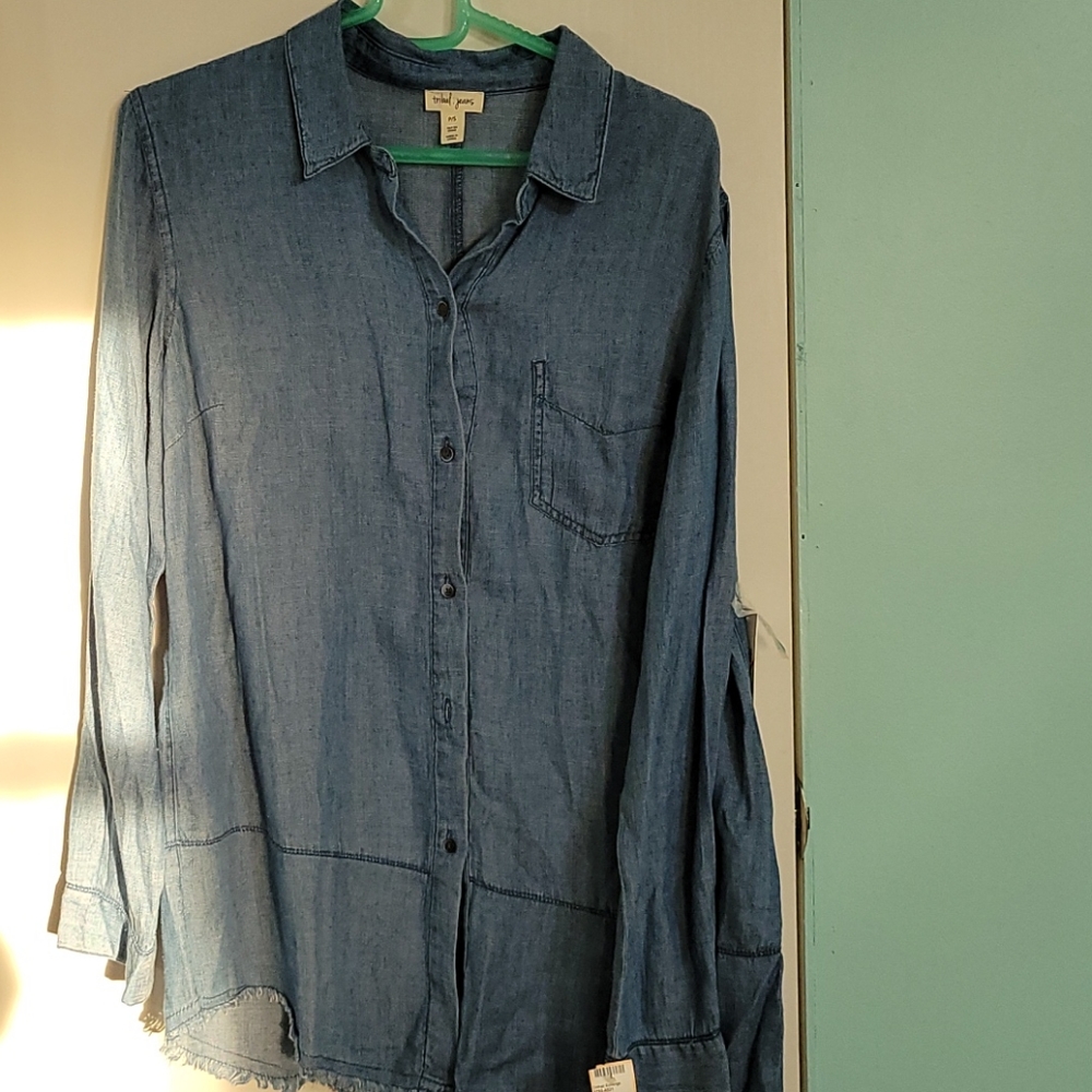 Tribal jeans buttoned shirt